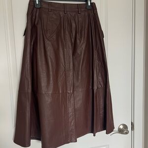 Banana Republic Chocolate Brown A-Line Leather Skirt